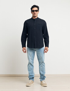 011954 CAMISA HARRINGTON LABEL LINO Negro