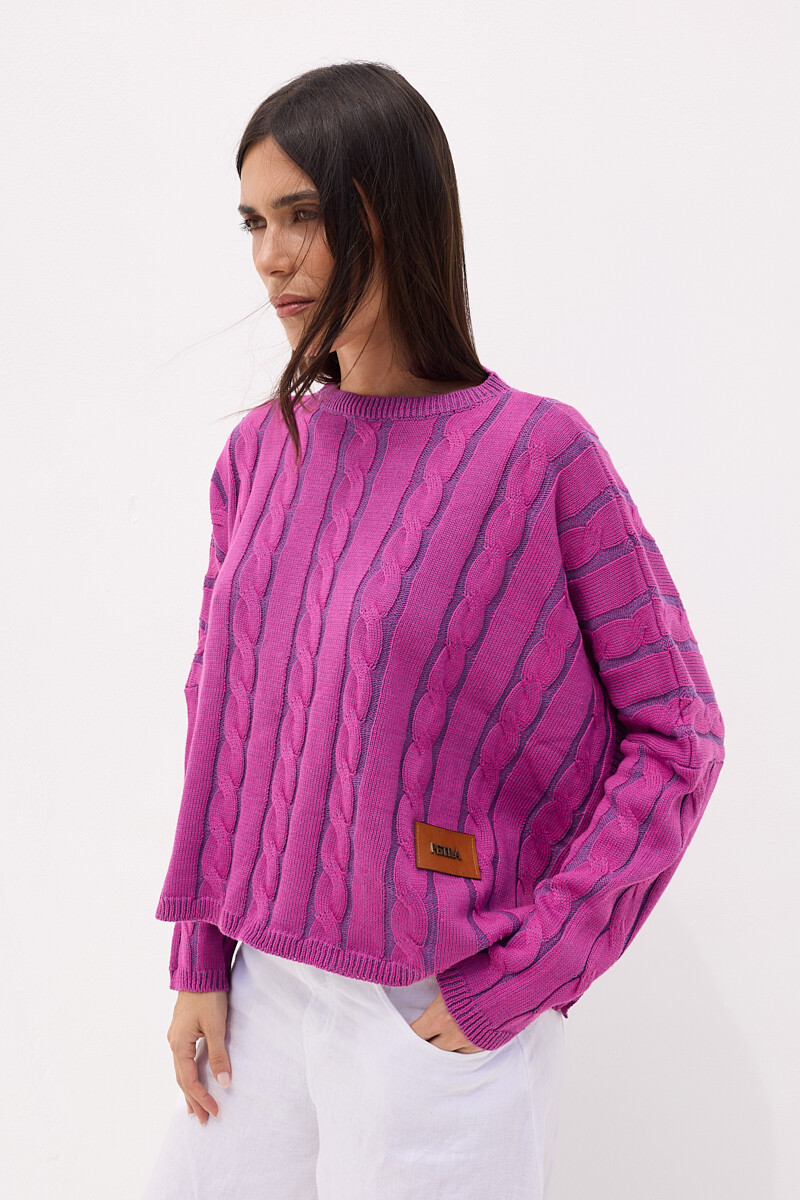 Sweater Oceano Crop - Fucsia/Violeta 
