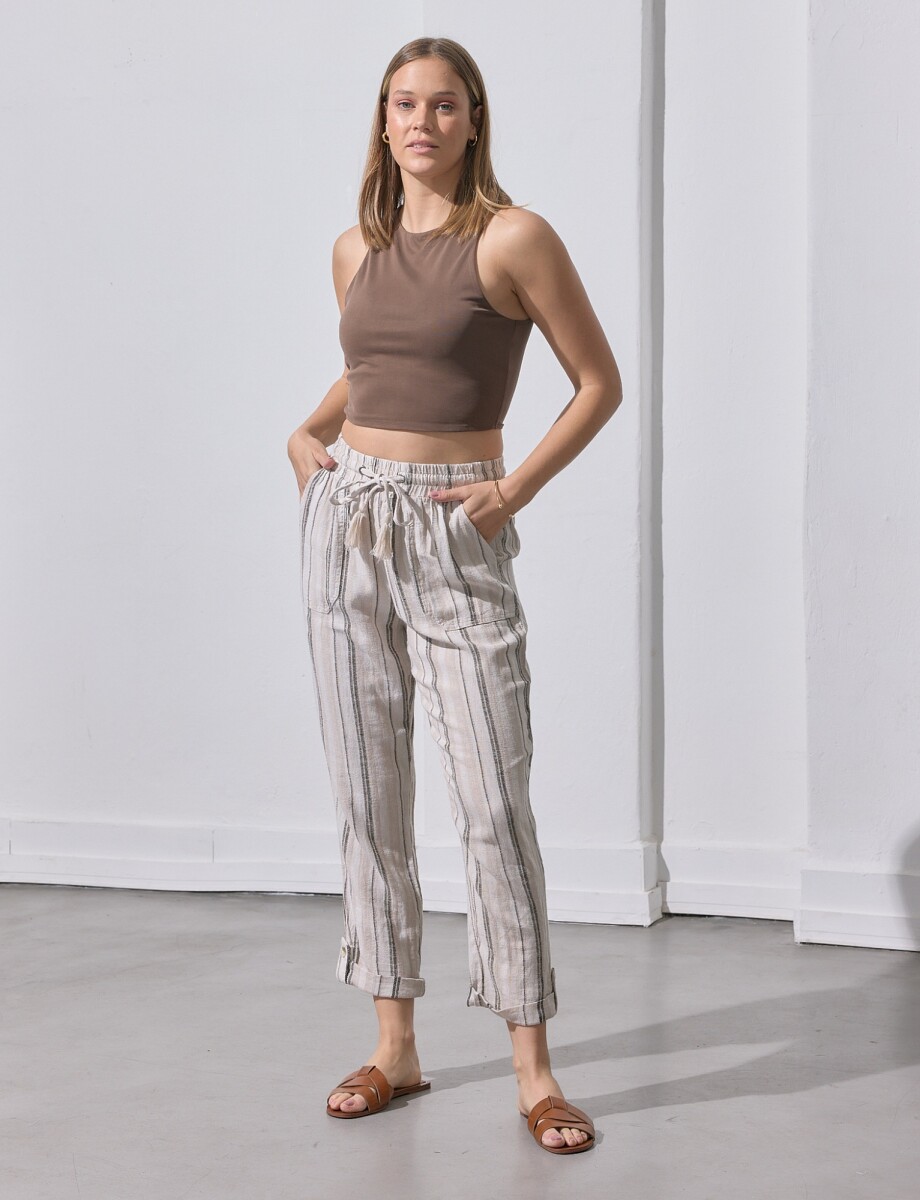 Pantalon Lino Lineas - Beige/multi 