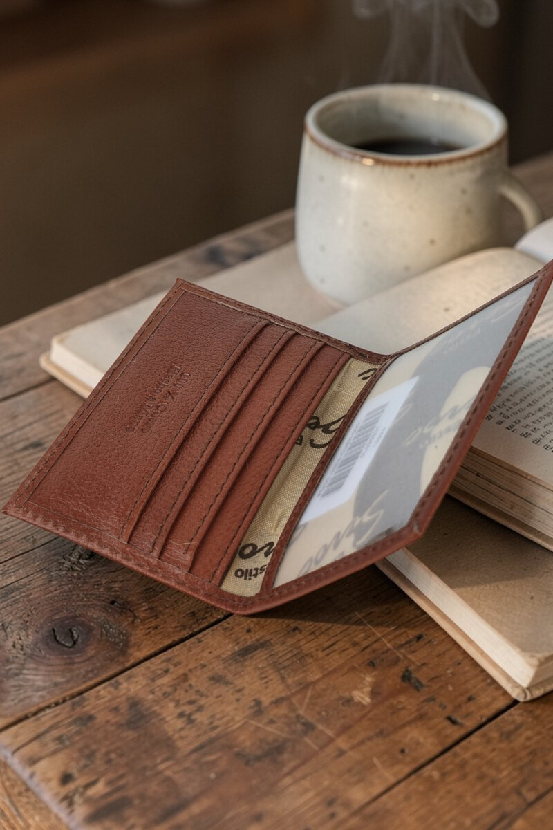 Porta documentos con visor Marrón