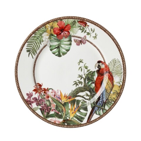 PLATO PLAYO DIS GUACAMAYO/FLORES TROPICOS 29CM Unica