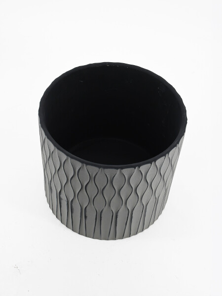 MACETA DECORATIVA LINEAS BLANCO