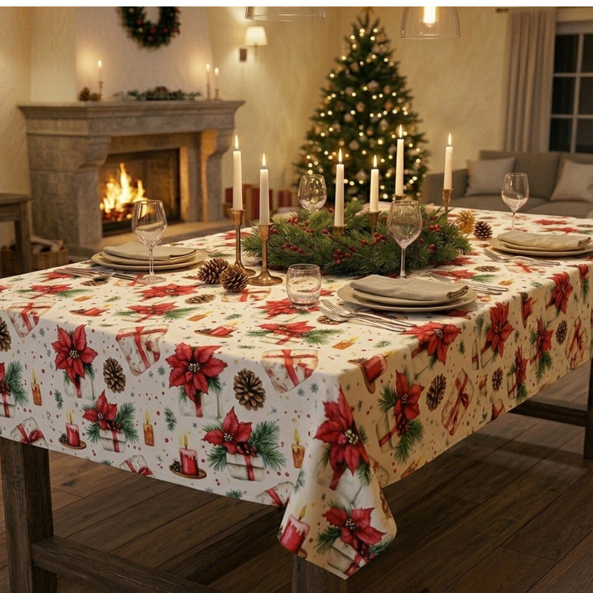 Mantel Waterproof Home Class 140 x 210 cm - NAVIDAD 1402 REGALO 