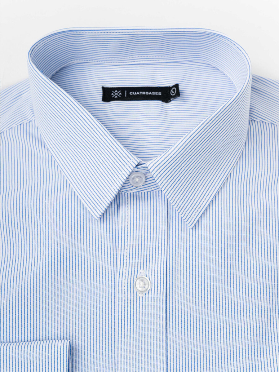 Camisa m/l fantasía - azul 