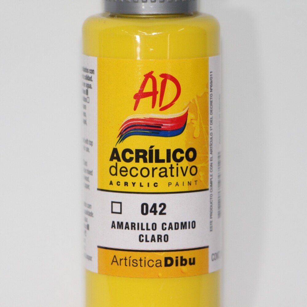 PINTURA ACRILICA ARTISTICA DIBU 60 ML. DIFERENTES COLORES AMARILLO CADMIO CLARO 042