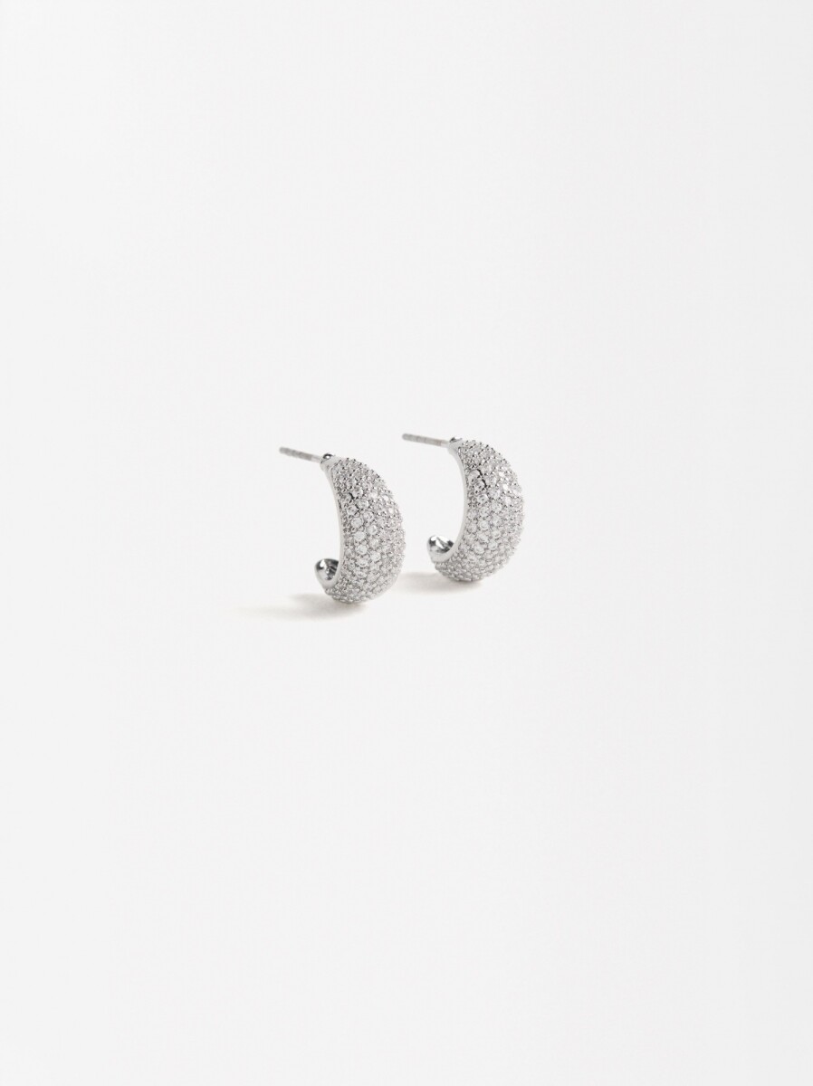 Pendientes De Gota Con Circonitas - plateado 