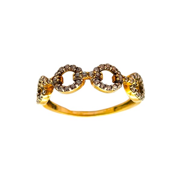 Anillo Eslabón-Oro Bajo-Piedra Zirconia-AN8098 conpiedra