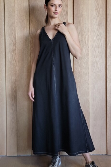 Vestido Laguna Denim Negro Picado