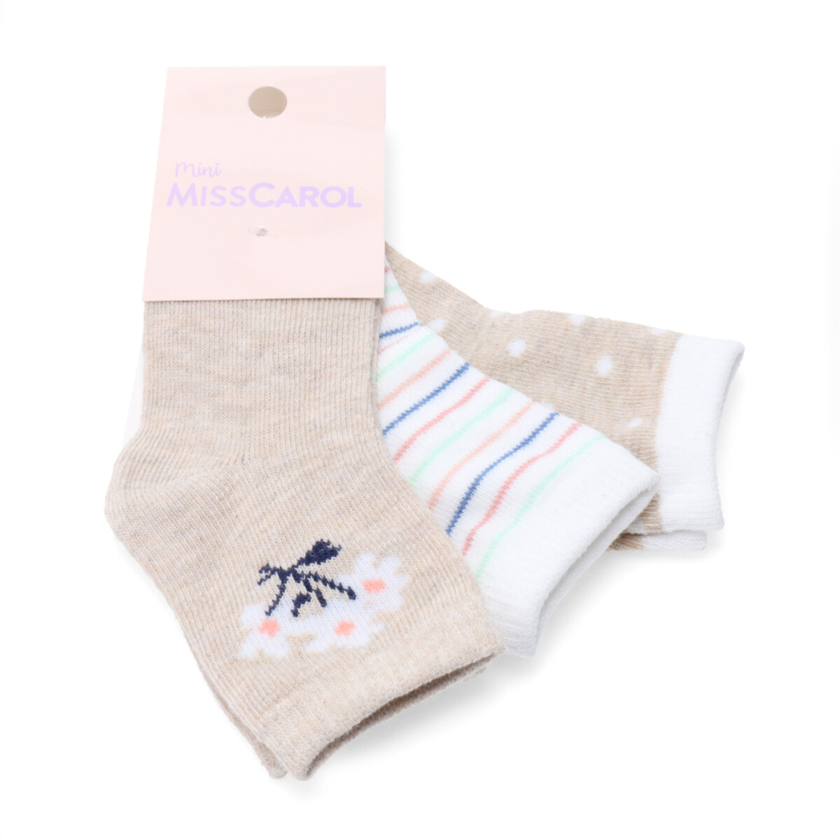 Medias de Niña MINI Miss Carol Media bebe pack X3 12 - Beige Melange 