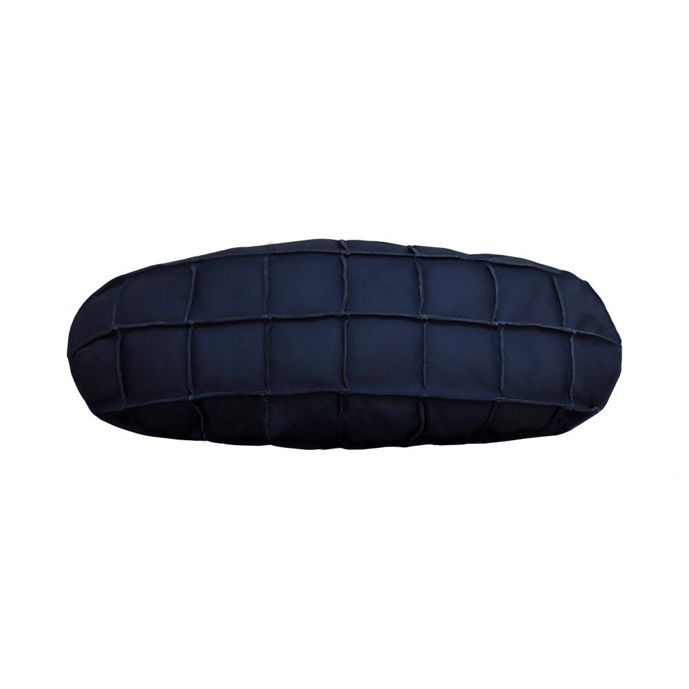 Almohadón Ovalado Grande - 100% Cuero 76x35 cm Azul