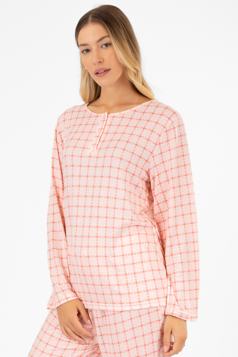 Pijama pink tile allover Rosado