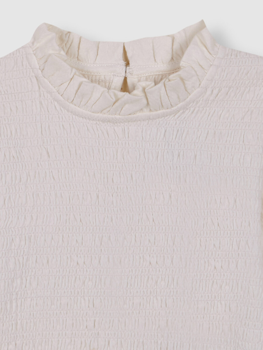 Camiseta De Manga Corta Con Smock Blanco