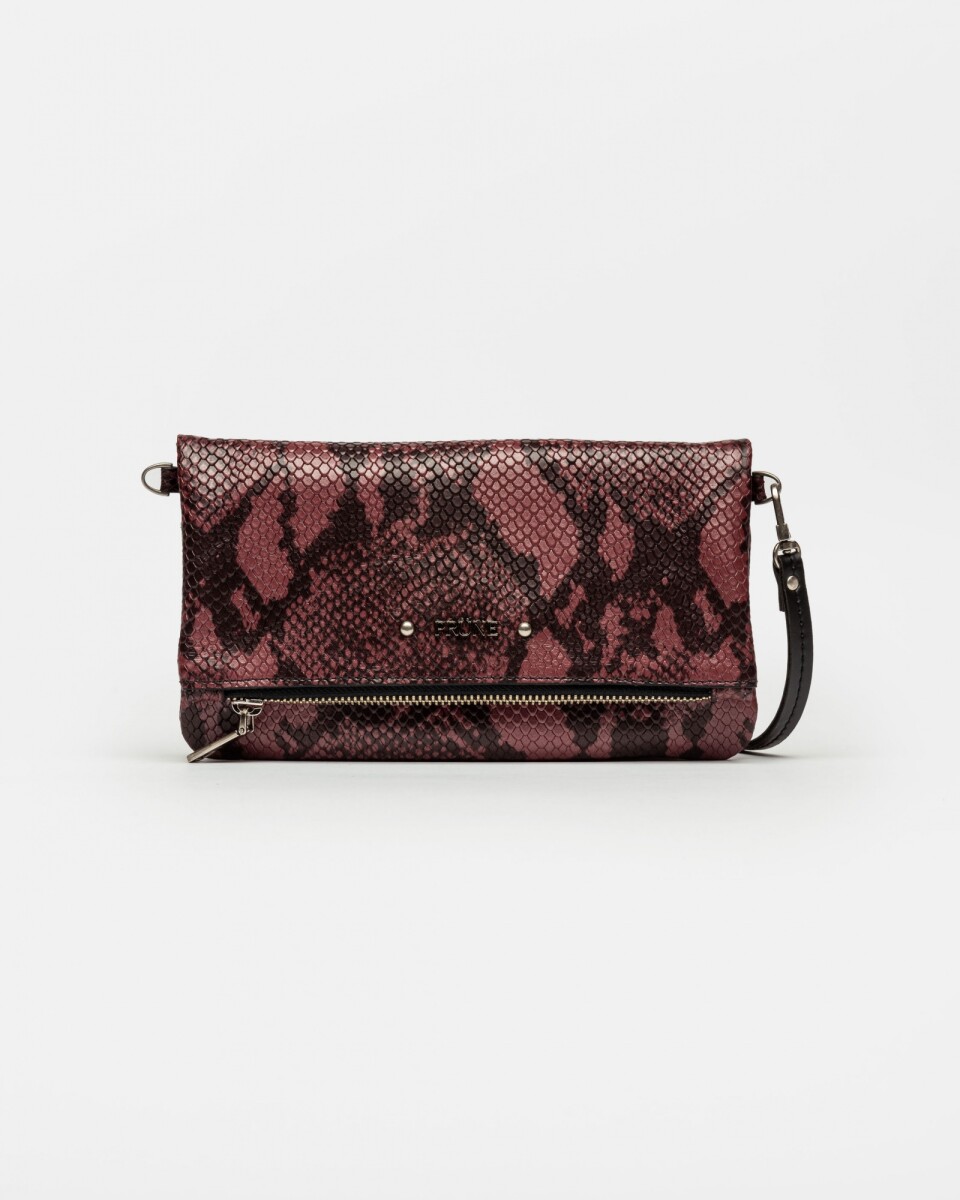 Mini Bag Honey En Cuero Snake Print Metalizado - Bordeaux 