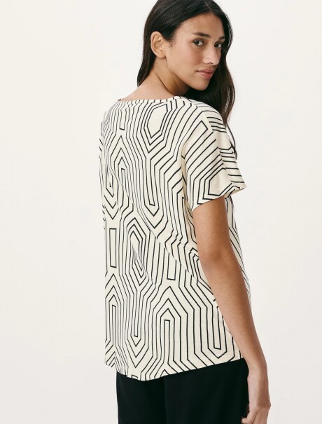 BLUSA MANGA CORTA ESTAMPADA BLANCO