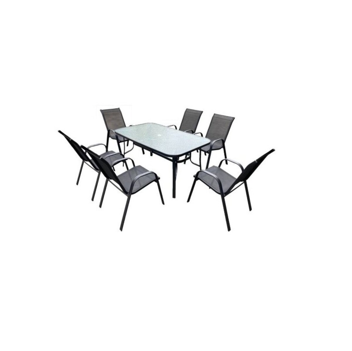 SET DE JARDIN 6 SILLAS NEGRO 