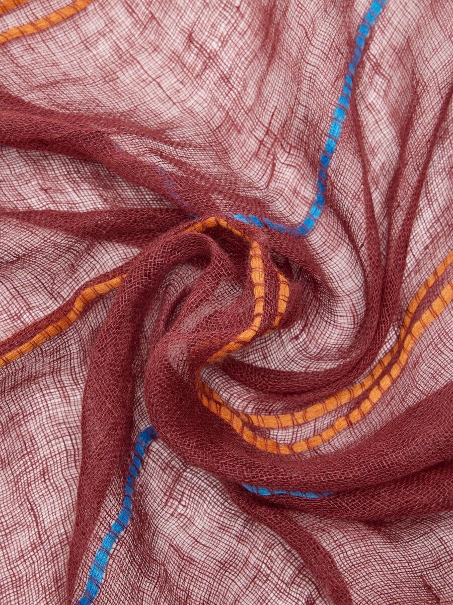 Pashmina De Lino Con Pespuntes burdeos
