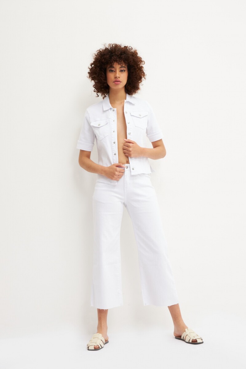 Camisa de jean manga corta blanco