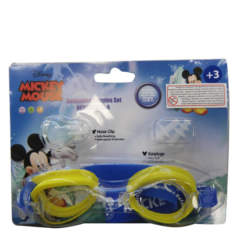 Lentes Disney Antiparras Mickey c/Tapones Amarillo