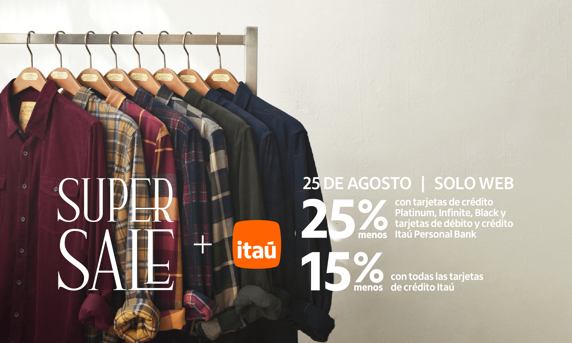 SALE, Itaú, vestimenta hombre