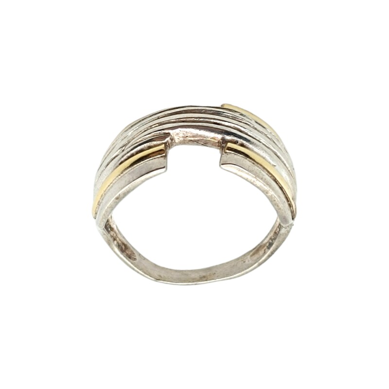 Anillo Labrado-Plata y Oro-Sin Piedra-AN5136 sinpiedra