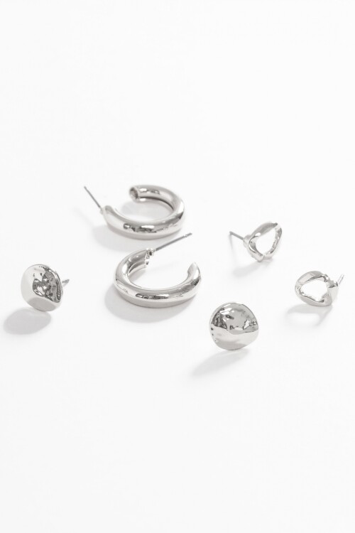 Set de caravanas pin plateado