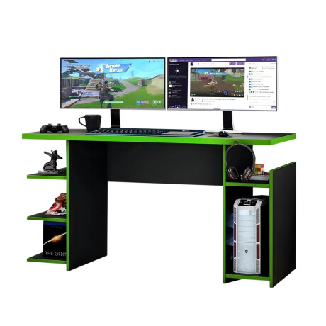 Escritorio gamer / tapa 25 mm / soporte para auriculares VERDE
