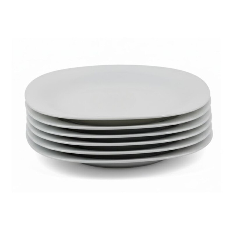 Set x6 Plato de postre semi cuadrado 21,5cm Opalina BLANCO