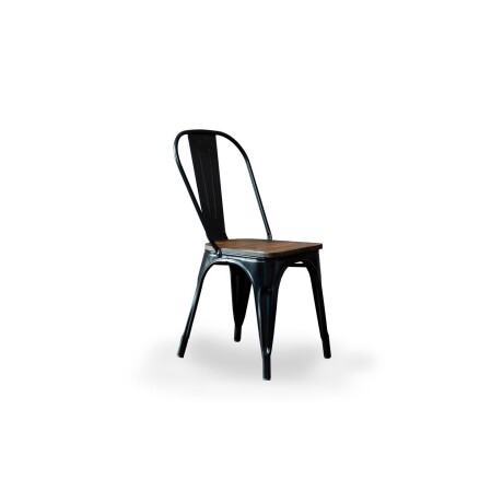 Silla tolix Metálica vintage asiento en madera Negro