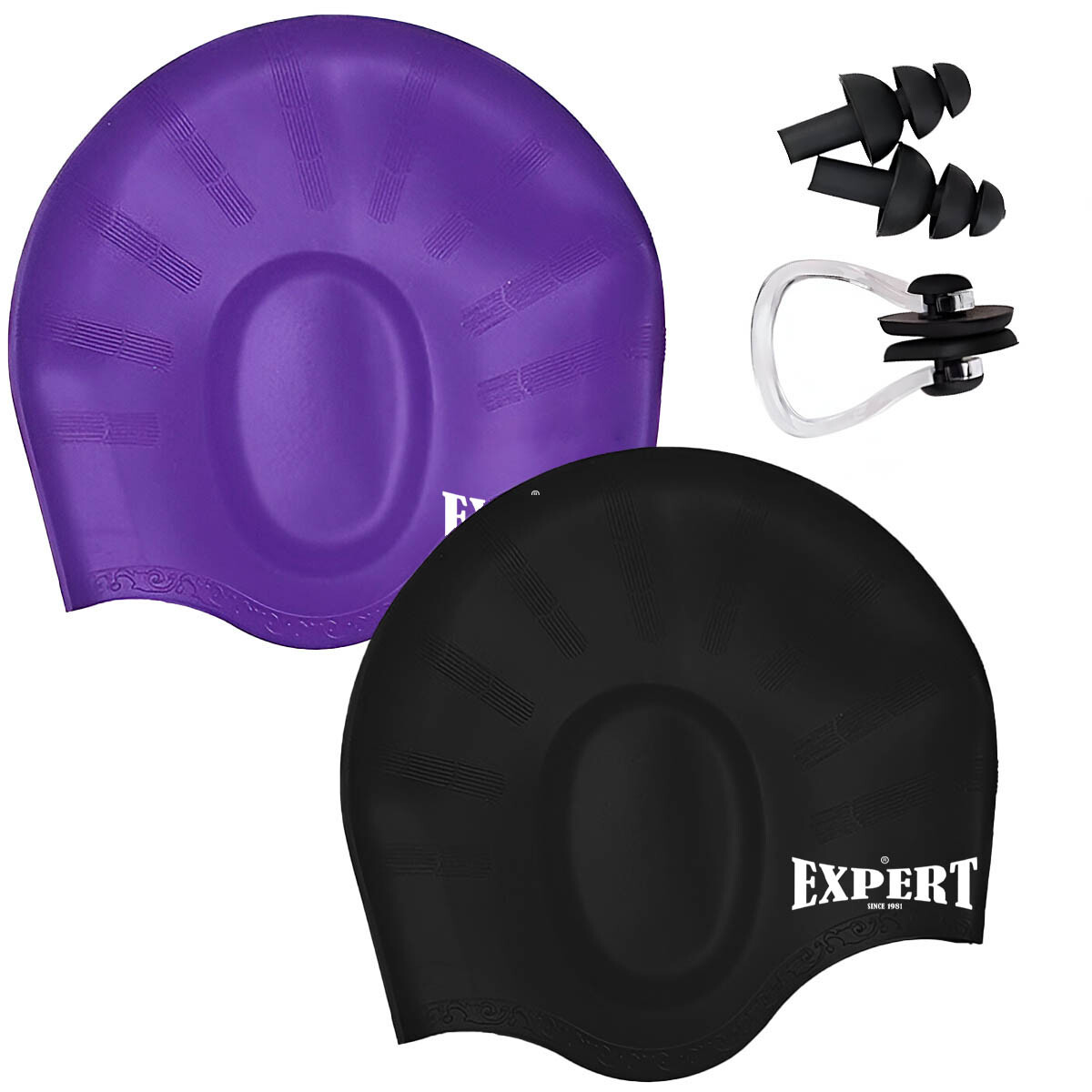 SetX2 Gorras Natación Silicona P/ Largo+Clip Tapones 