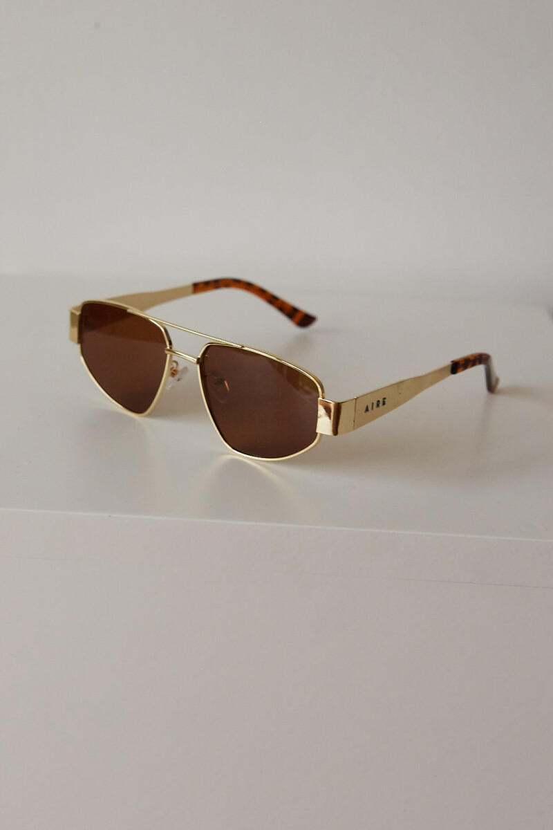 METAL TRIANGLE SUNNIES - GOLD/BROWN 