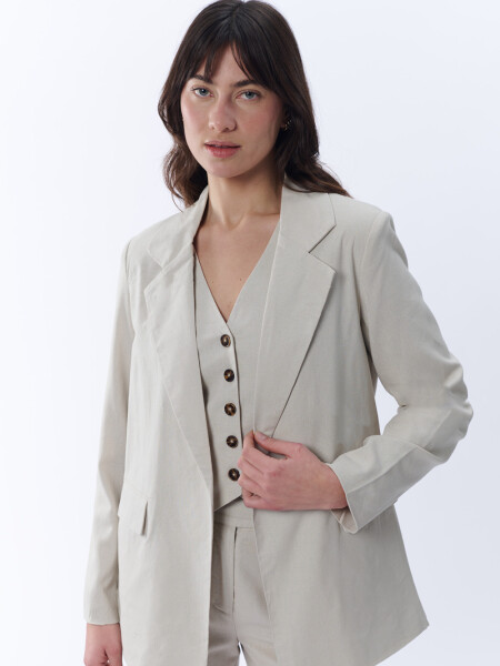 Blazer con lino Beige
