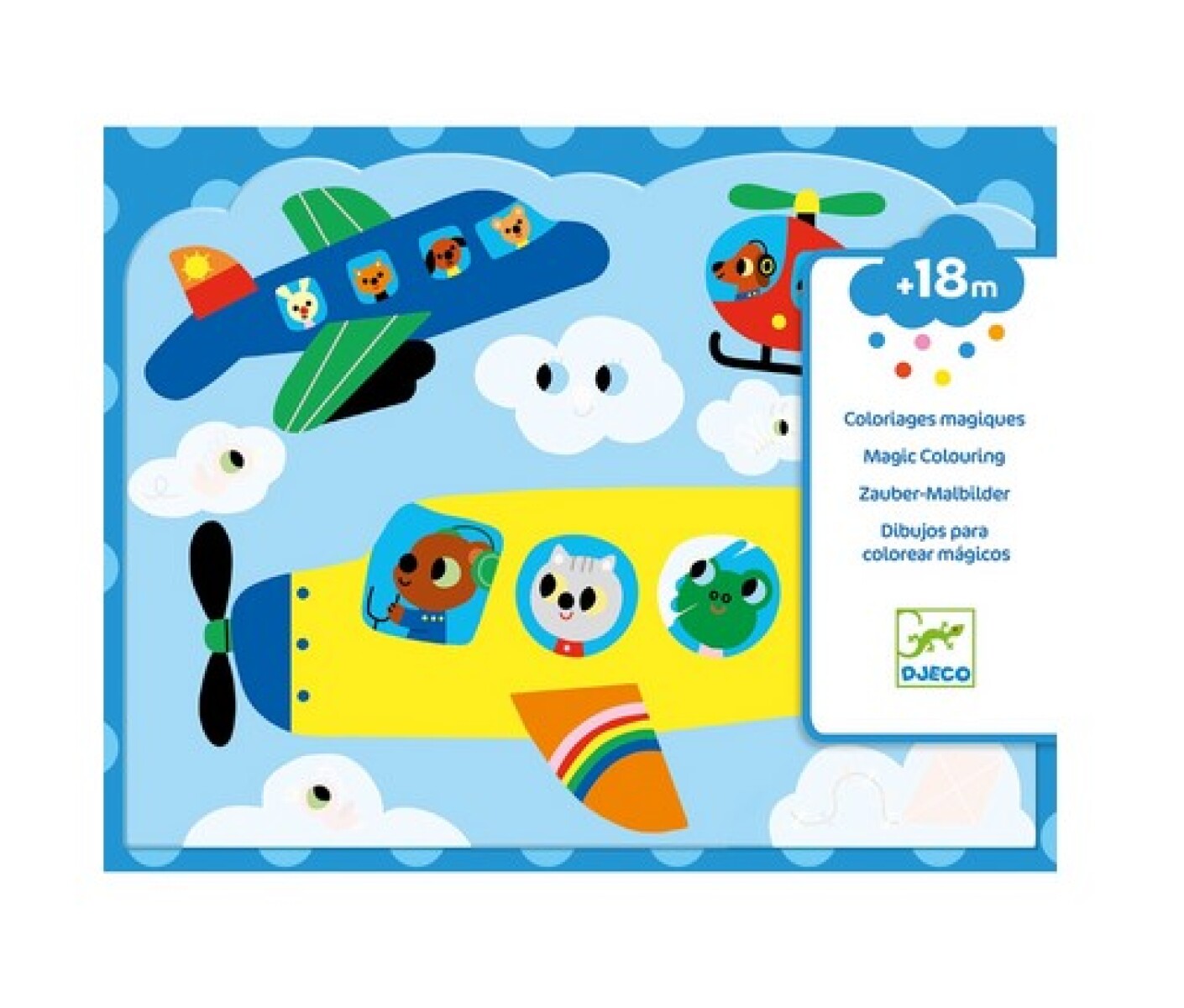 DJ090 - Set De Dibujos Para Colorear Mágicos 4 Láminas Djeco - Vehículos 
