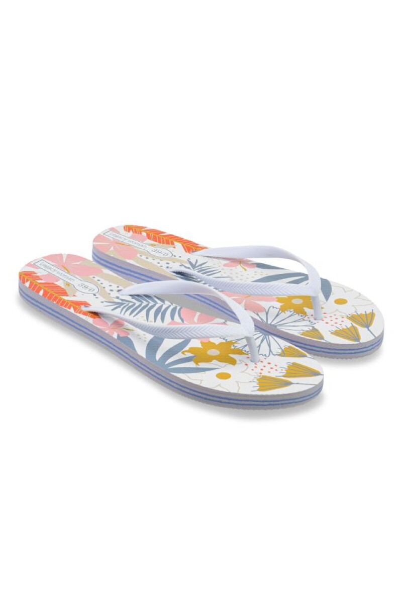 OJOTA FLOREADA CON PLATAFORMA - Blanco 