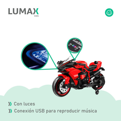 Moto a Batería Barry con ruedas luces música y usb Rojo