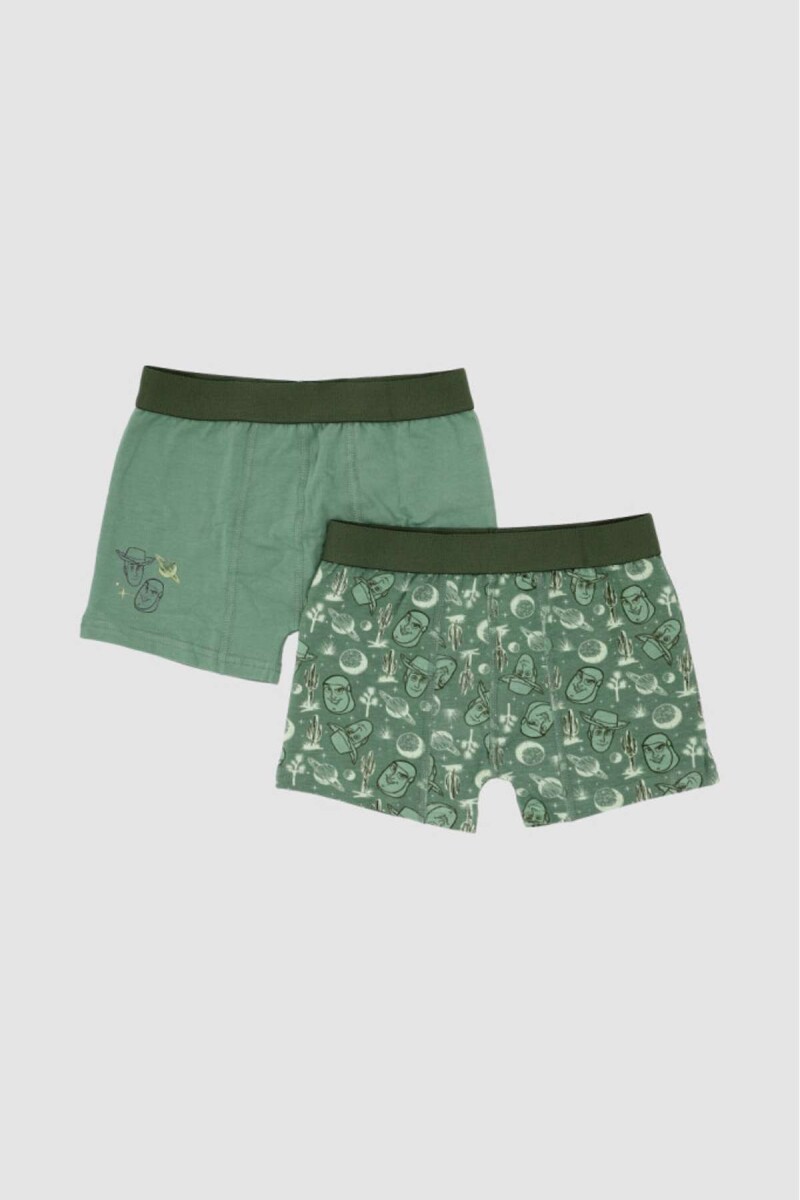 Pack x2 boxer marvel/disney - Verde mili/esmeralda 