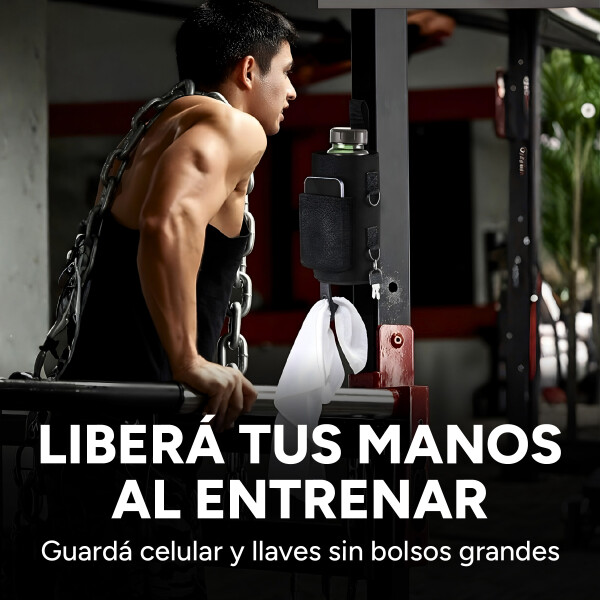Bolso De Gimnasio Soporte Magnético P/ Botella Morral Correa Color Negro