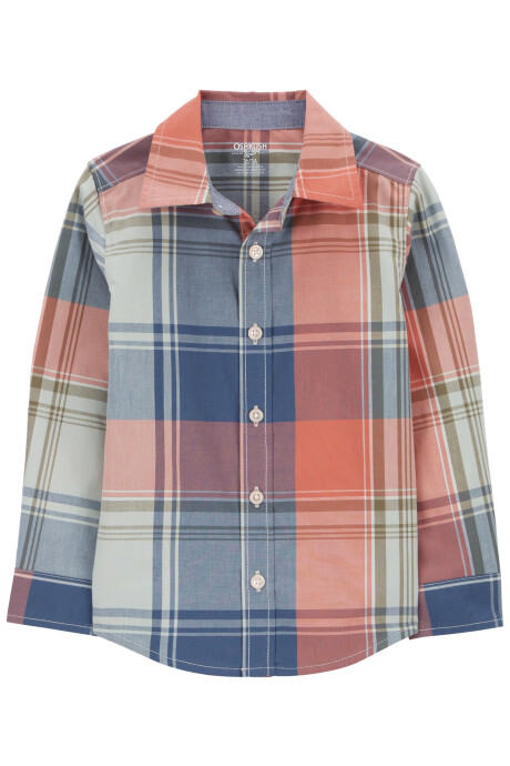 Camisa de popelina, diseño a cuadros Sin color