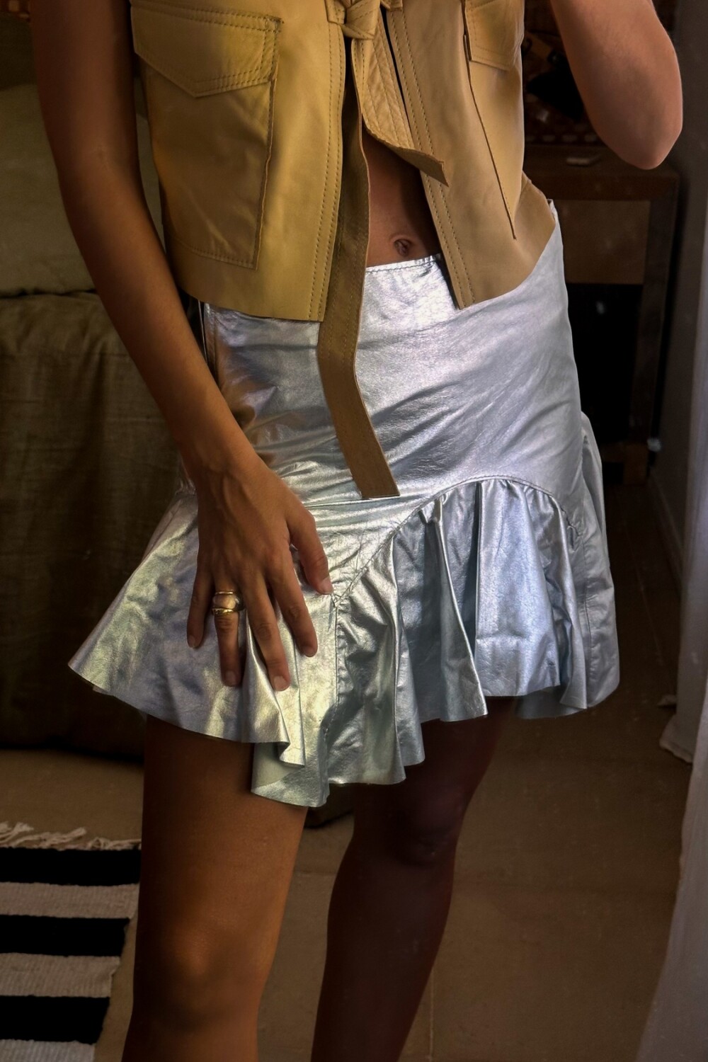 Mini Gotic Skirt Plateado