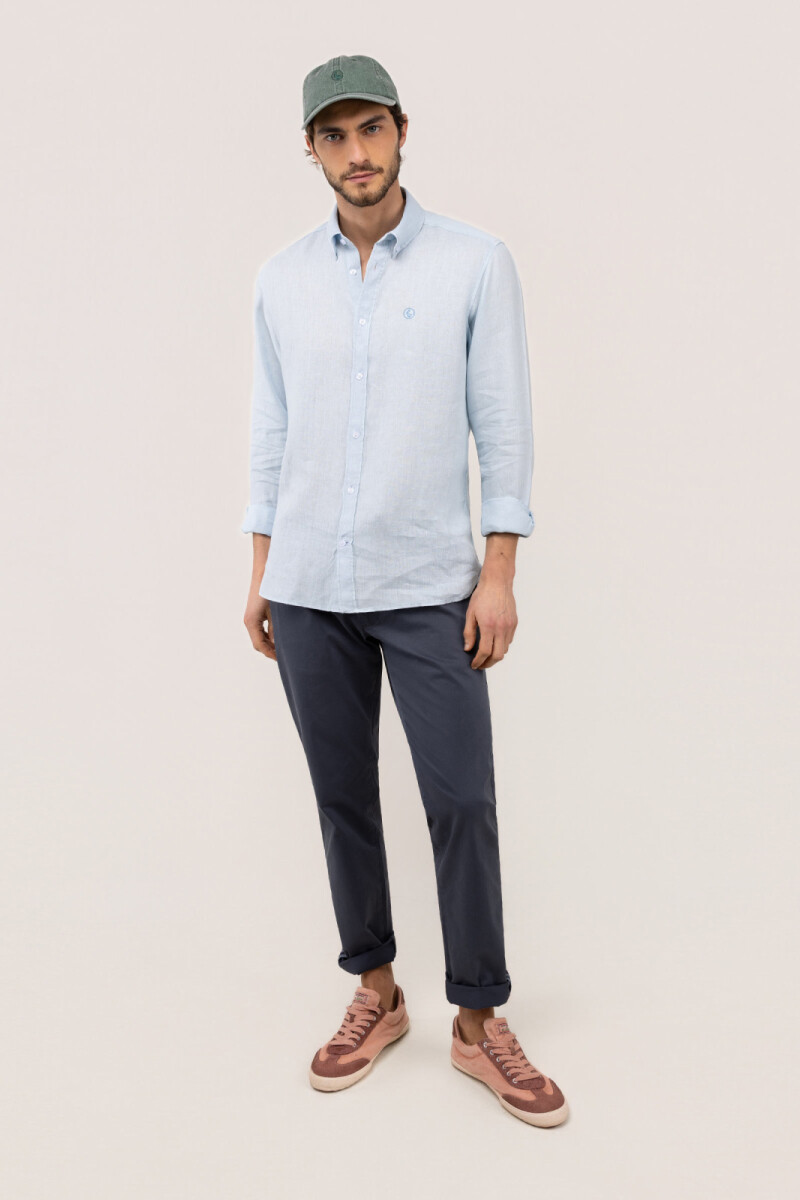 Camisa Lino Celeste