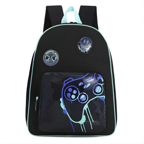 Mochila Trendy Escolar con porta botellas y llavero Negro