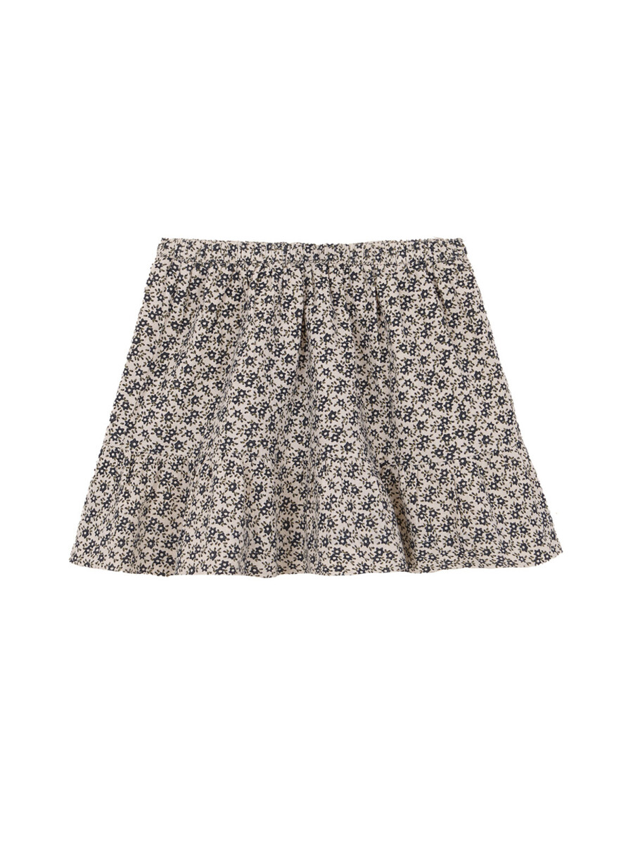 Falda Corta Florecitas Blanco Roto