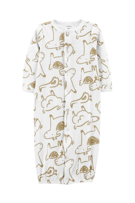 Pijama convertidor de algodón con medias y gorro, diseño animales Sin color