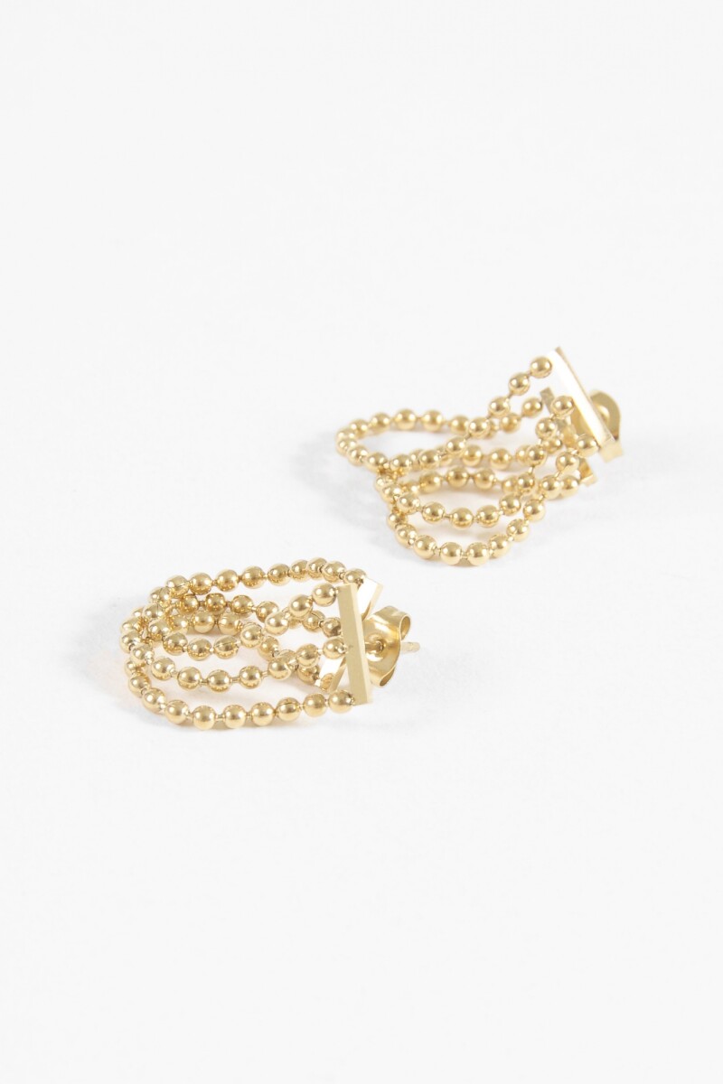 Aros acero cadena bolitas dorado