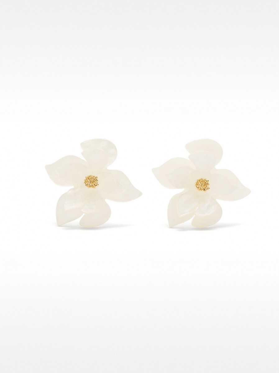 Pendientes Maxi De Flor Perolada - crudo 