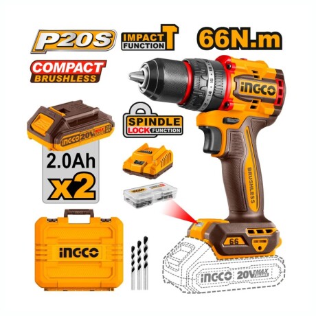 Taladro Atornillador Inalámbrico INGCO CIDLI20668 Con Percutor 13MM Taladro Atornillador Inalámbrico INGCO CIDLI20668 Con Percutor 13MM