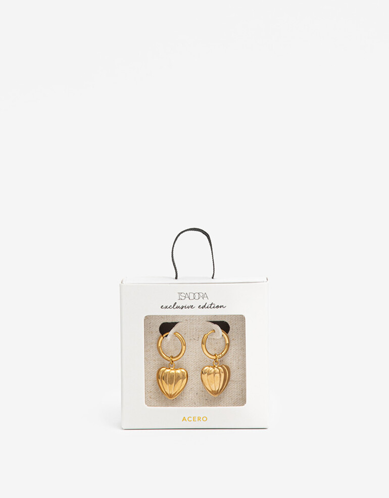 Aros Argollas Metal Aros Argolla De Acero Corazón - Dorado