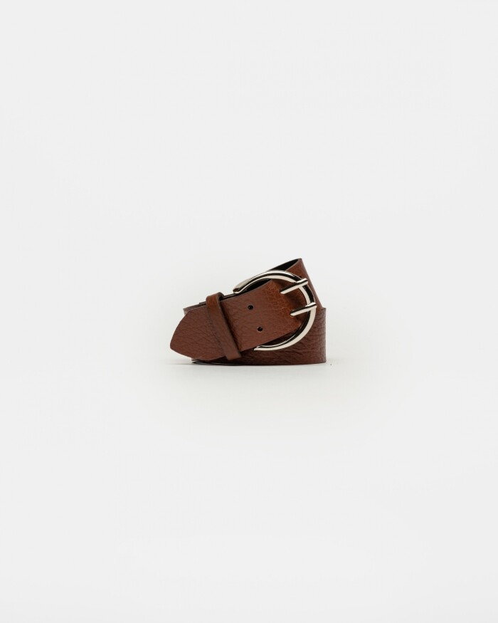 Cinturon Indie En Cuero Graneado Tabaco