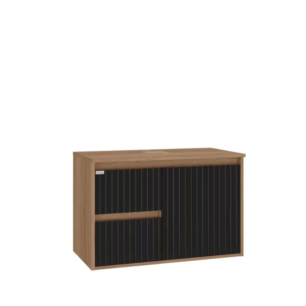 Mueble de baño suspendido Clarice 78 cm Negro/Catedral sin bacha Mueble De Baño Suspendido Clarice 78 Cm Negro/catedral Sin Bacha