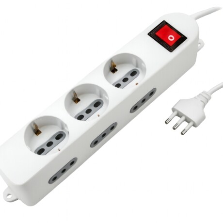 ALARGUE 3 SCHUKO 6 MODULOS CON INTERRUPTOR - BLANCO Alargue 3 Schuko 6 Modulos Con Interruptor Blanco