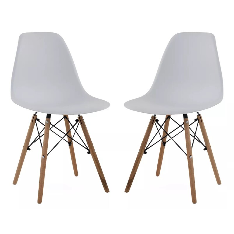 Pack 2 Sillas De Comedor Eames Lumax De Diseño Moderno Con Patas De Madera Blanco